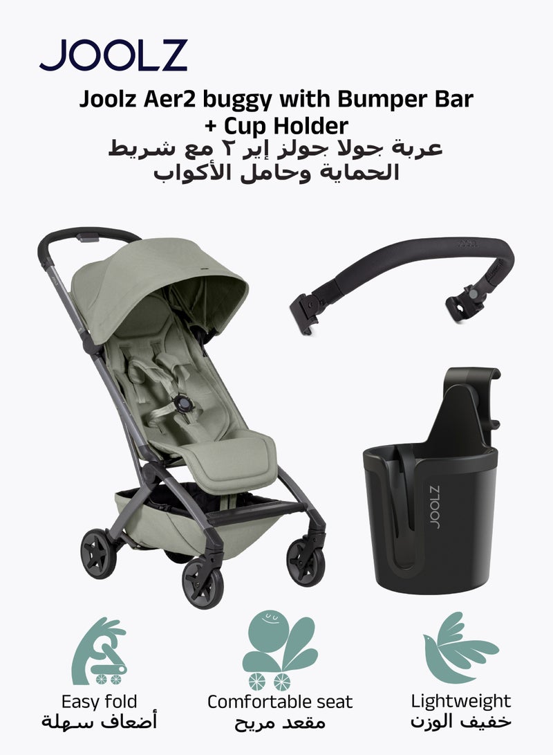 JOOLZ Lightweight Aer2 Baby Stroller with Bumper Bar & Cup Holder | Easy Fold One-Hand | Newborn to Toddler Travel Buggy | Comfortable Reclining Seat | 83×45×105 CM - Image 1
